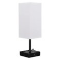 thumbnail image 2 of Bedside Lamp with USB Port Dual Outlets with Linen Shade NightStand Lamp White, 2 of 9