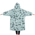 thumbnail image 2 of Oversized Wearable Blanket Hoodie,White and Blue Of Animal Print Sherpa Blanket Hoodie with Super Pockets,Super Warm Fuzzy Pullover for Women & Men, 2 of 6