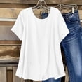 thumbnail image 5 of Women's Cotton Linen Top, Short Sleeve Round Neck Button Down Long Length Cardigan, Cute & Casual Summer Shirt for Layering, Beach Cover Up, and Vacation Wear-White, 5 of 6
