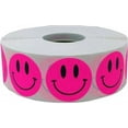 thumbnail image 1 of Fluorescent Pink Happy Face Circle Dot Stickers | 1" inch Round - 500 Pack | InStockLabels.com, 1 of 2