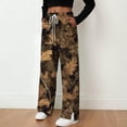 thumbnail image 4 of zaveiop Women's Y2K Camo Maple Leaf Print Sweatpants Baggy Hip Pop Elastic Waist Long Pants Streetwear (Brown, L), 4 of 9