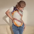 thumbnail image 3 of Bingfone Balle de Baseball avec Motif Drapeau Justaucorps à Col Rond pour Femmes, Justaucorps à Manches Courtes à Boutons-Pression, Adapté pour Fête, Sports, Usage Quotidien-TTG, 3 of 7