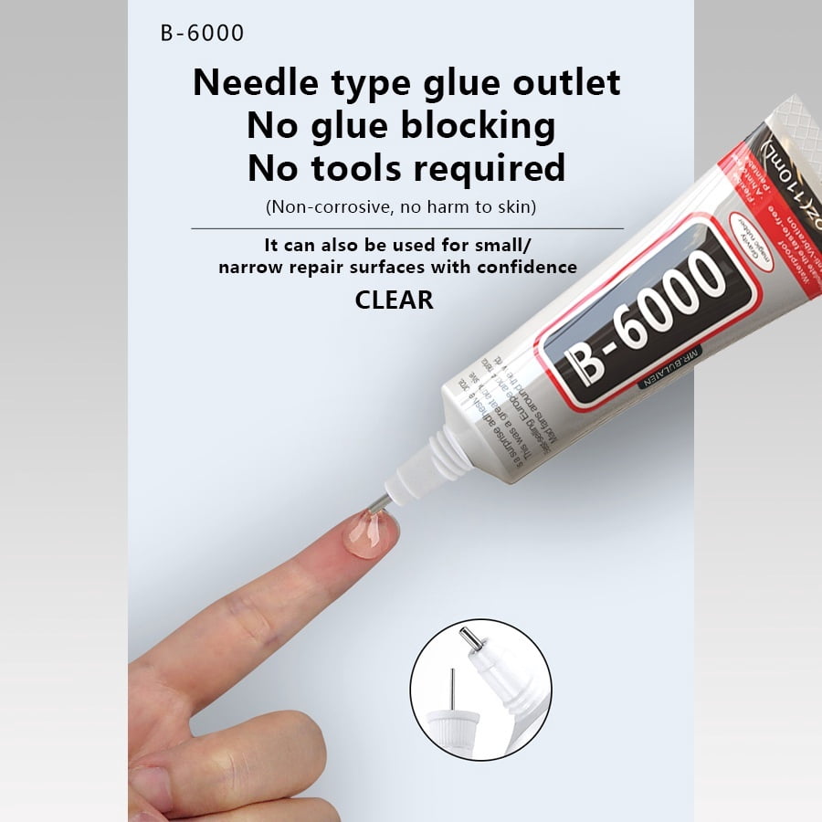 6 Count 110ml/3.7 Fl Oz B6000 Clear Multi-Purpose Craft Adhesive, Complete Kit with Dotting Pens, Wax Pencil & Tweezer for Jewelry DIY, Art Creation and Home Repair