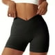 thumbnail image 4 of Pantalones cortos para correr de cintura alta que realzan los glúteos para mujer (Negro, Talla L), 4 of 6