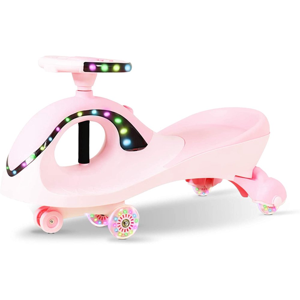 Uenjoy Music Swing Car Ride on Toy With LEDWheels Wiggle Car Light up