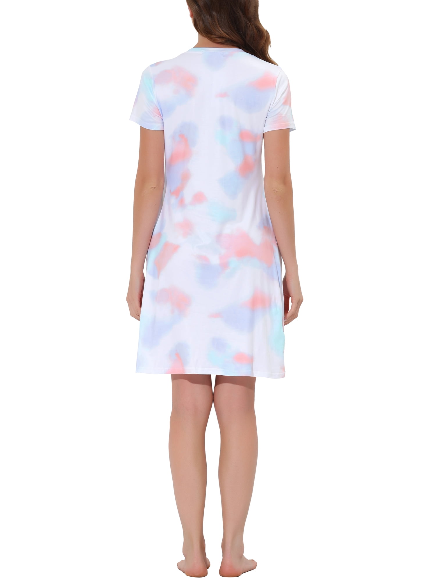 Unique Bargains Women's Pajama Dress Sleepwear with Pockets Nightshirt Lounge Nightgown