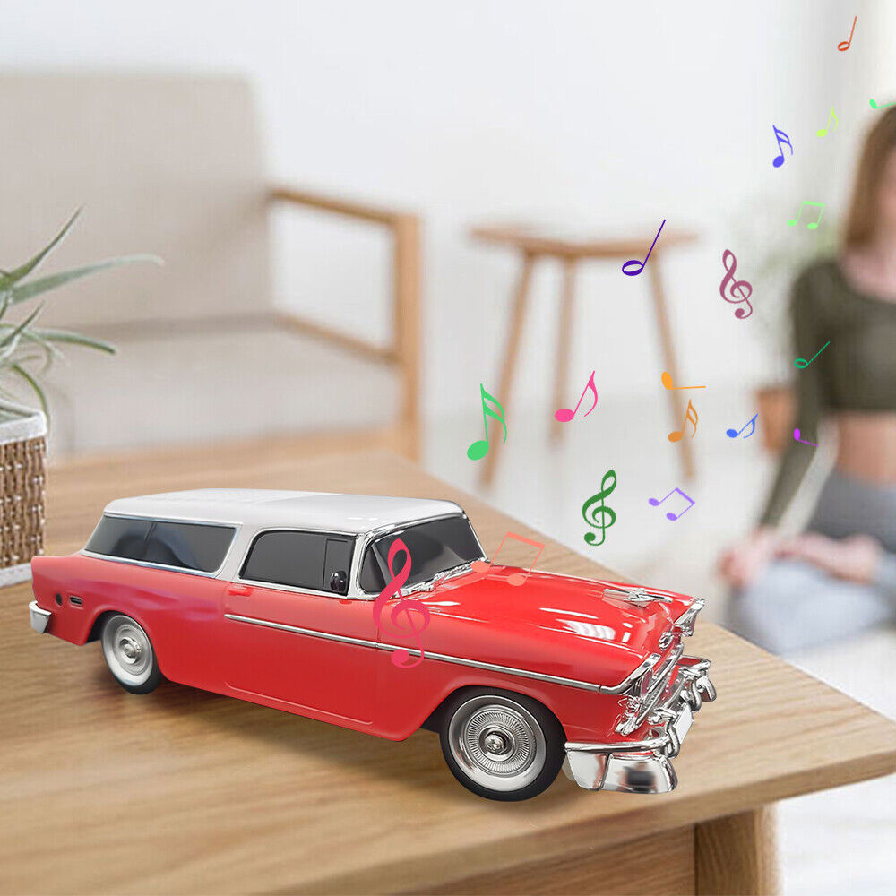 Portable Bluetooth Speaker Rechargable 1955 Vintage Retro Car Portable Wireless FM AUX USB Red