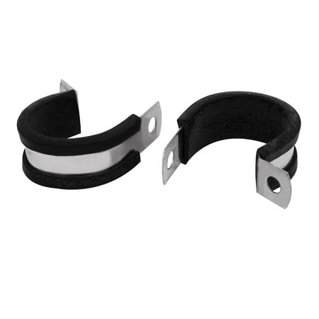 

25mm Dia EPDM Rubber Lined P Clips Cable Hose Pipe Clamps Holder 2pcs