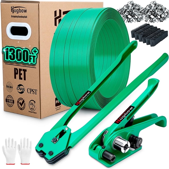 Kit de flejado Hugbow de alta resistencia, PET en rollo de 1500 lb