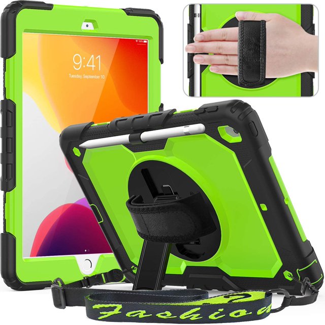 Timecity iPad 10.2 Case 2020/2019 (iPad 8th/ 7th Generation Case) with Screen Protector Pencil Holder Rotating