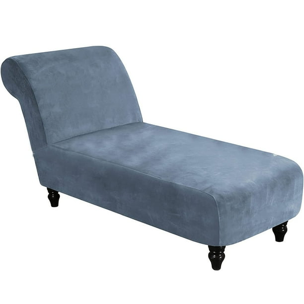 Armless Velvet Chaise Cover Stretch Lounge Chair Sofa Slipcover Machine Washable Recliner Com Armless Velvet Chaise Cover Stretch, Armless Chaise Lounge Chair
