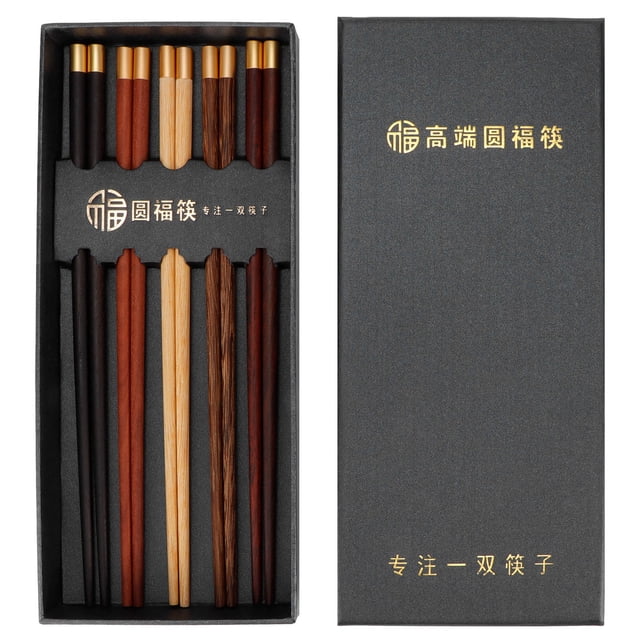 5 pares de palillos de madera, vajilla reutilizable, utensilios para comer en el hogar, suministros de cocina