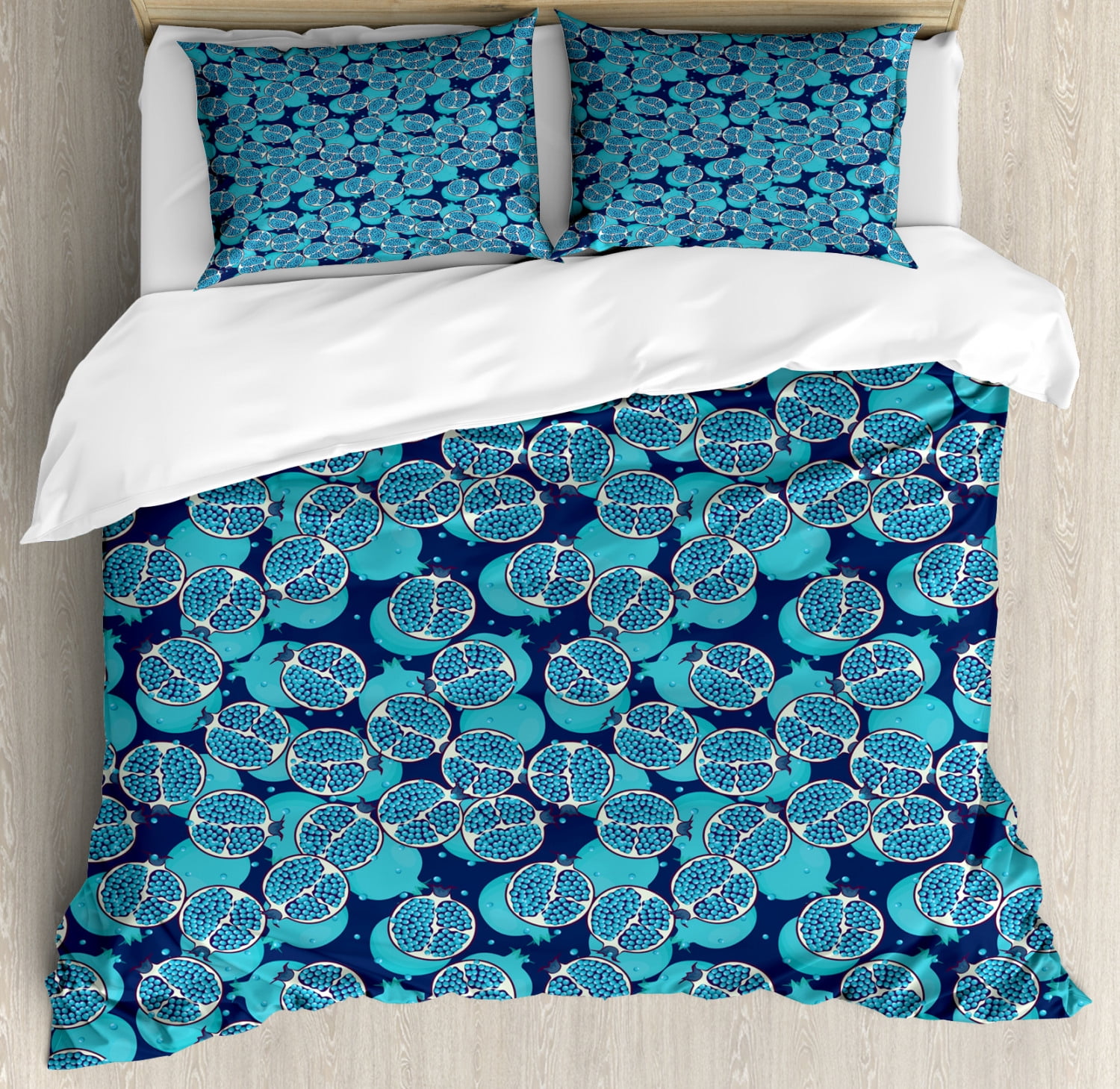 Turquoise Blue Duvet Cover Set Queen Size, Abstract Colored Exotic