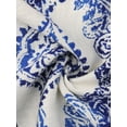 thumbnail image 5 of DARING DIVA V Neck Bohemian Print 3/4 Sleeve A-Line Dress XS Blue, 5 of 6