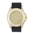 thumbnail image 3 of Charles Raymond Baguette Cut Diamond Crystal Blinged Out Mens Wristwatch & Matching Iced Out Necklace & Bracelet - No Reasonable Doubt This is The Timepiece & Jewerly- ST10372NB Blk Rubber Gld. 18", 3 of 7