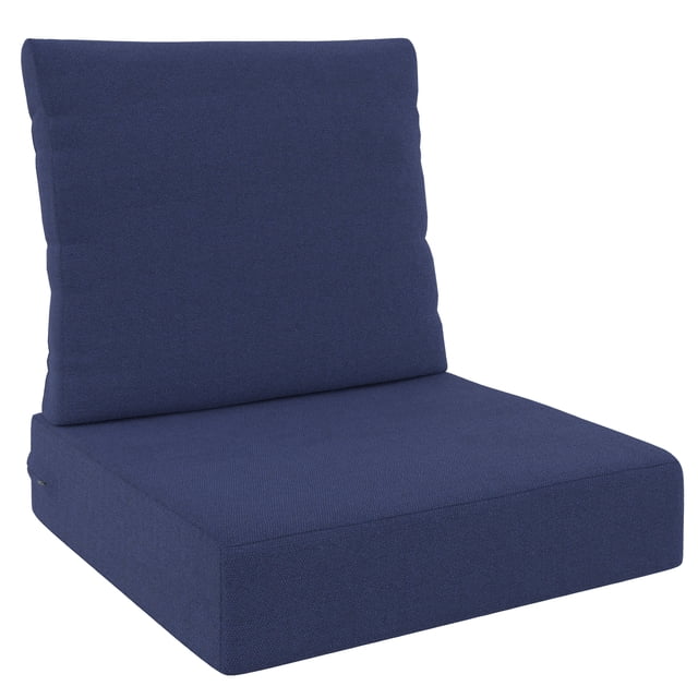 Better Homes & Gardens 24" x 24" Navy Premium Deep Seat Outdoor Cushion Set With Removable Cover, Weather & Stain Resistant