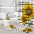thumbnail image 3 of FMSHPON Floral 4 Piece Bathroom Set Shower Curtain Bath Rug Contour Mat and Toilet Lid Cover, 3 of 8