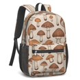 thumbnail image 2 of Mushroom and Sprig Beige Pattern 17" Waterproof Oxford School Backpacks for Teens, S-Shape Padded Straps, for School, Travel, Hiking, Camping, 2 of 5