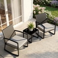 thumbnail image 5 of Outdoor Bistro Chair Set - 3 Piece Steel Smooth Rocking Outdoor Conversation Sets with Rocking Chairs and Table, Gray, 5 of 8