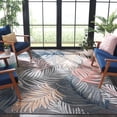 thumbnail image 4 of SAFAVIEH Cabana Oakley Botanical Indoor/Outdoor Area Rug, Black/Rust, 8' x 8' Square, 4 of 17