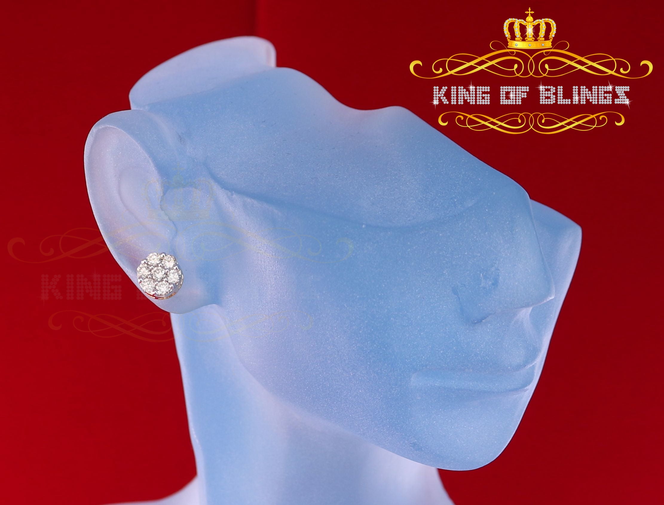 King of Bling's 10K Real Yellow Gold with 1.00CT Real Diamond Men's/Women's Stud Round Earrings