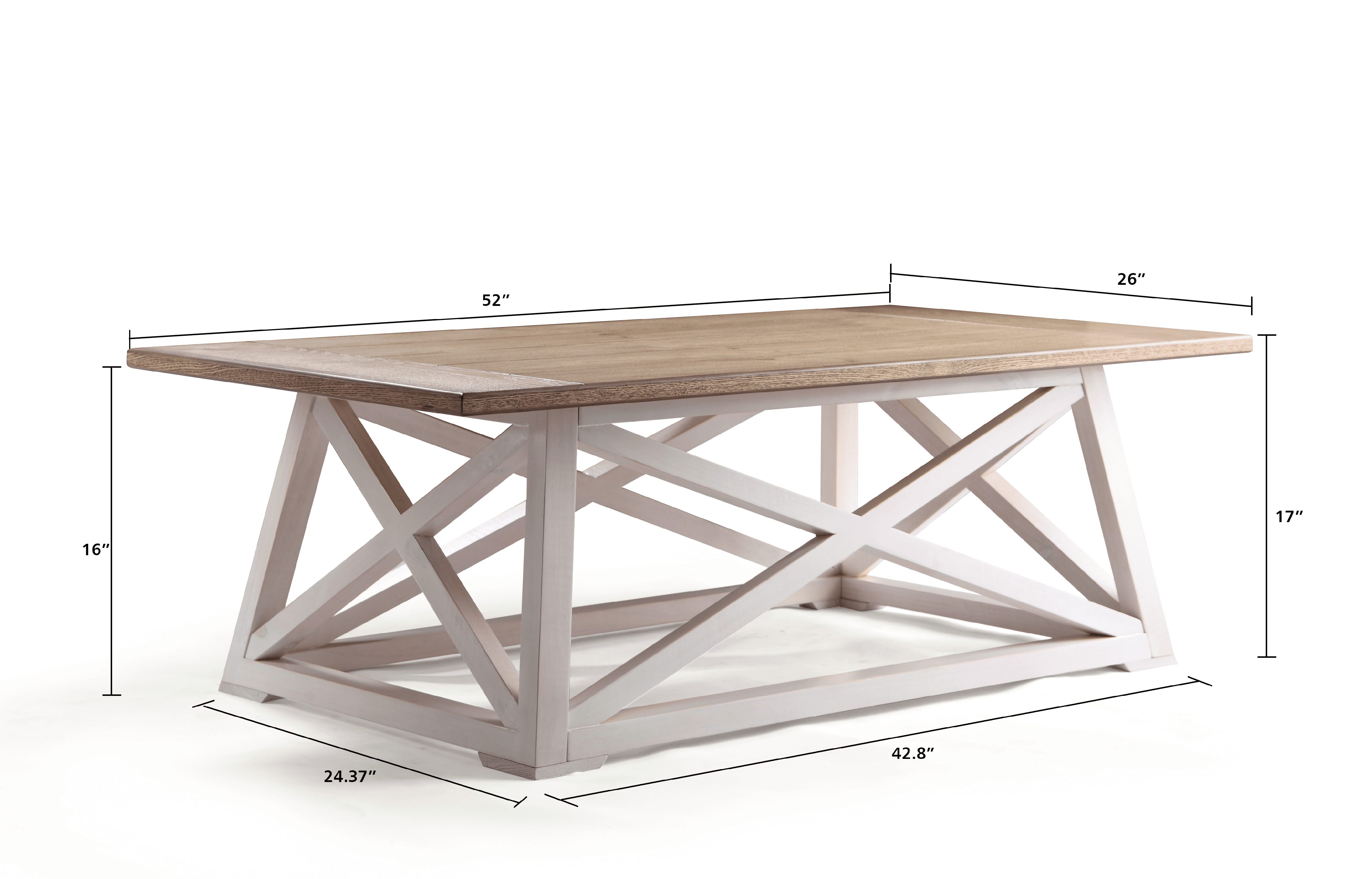 Posh Pollen Finley Costal Two-Tone Ash Wood Rectangle Coffee Table