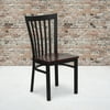 Flash Furniture 2 Pk. HERCULES Series Black School House Back Metal Restaurant Chair - Mahogany Wood Seat