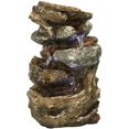 thumbnail image 1 of Sunnydaze Indoor Electric Tabletop Fountain with LED Lights - Decorative Tiered Rock and Log Waterfall Design - Quiet and Soothing Water Sound - Small 10.5 Inch Desktop Size, 1 of 10
