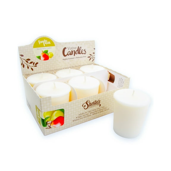 Paradise Pear Soy Votive Candles - Scented with Natural Fragrance Oils - 6 White Natural Votive Candle Refills - Fruit & Berry Collection