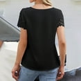 thumbnail image 5 of Womens Summer Tops Summer Fashion Casual V Neck Hollow Lace Chiffon Shirt Short Sleeved Shirt Top Shirts for Women, 5 of 5