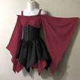 thumbnail image 2 of Hurxie Women Plus Size Punk Cold Shoulder Flare Sleeves Lace Gothic Dress, 2 of 5