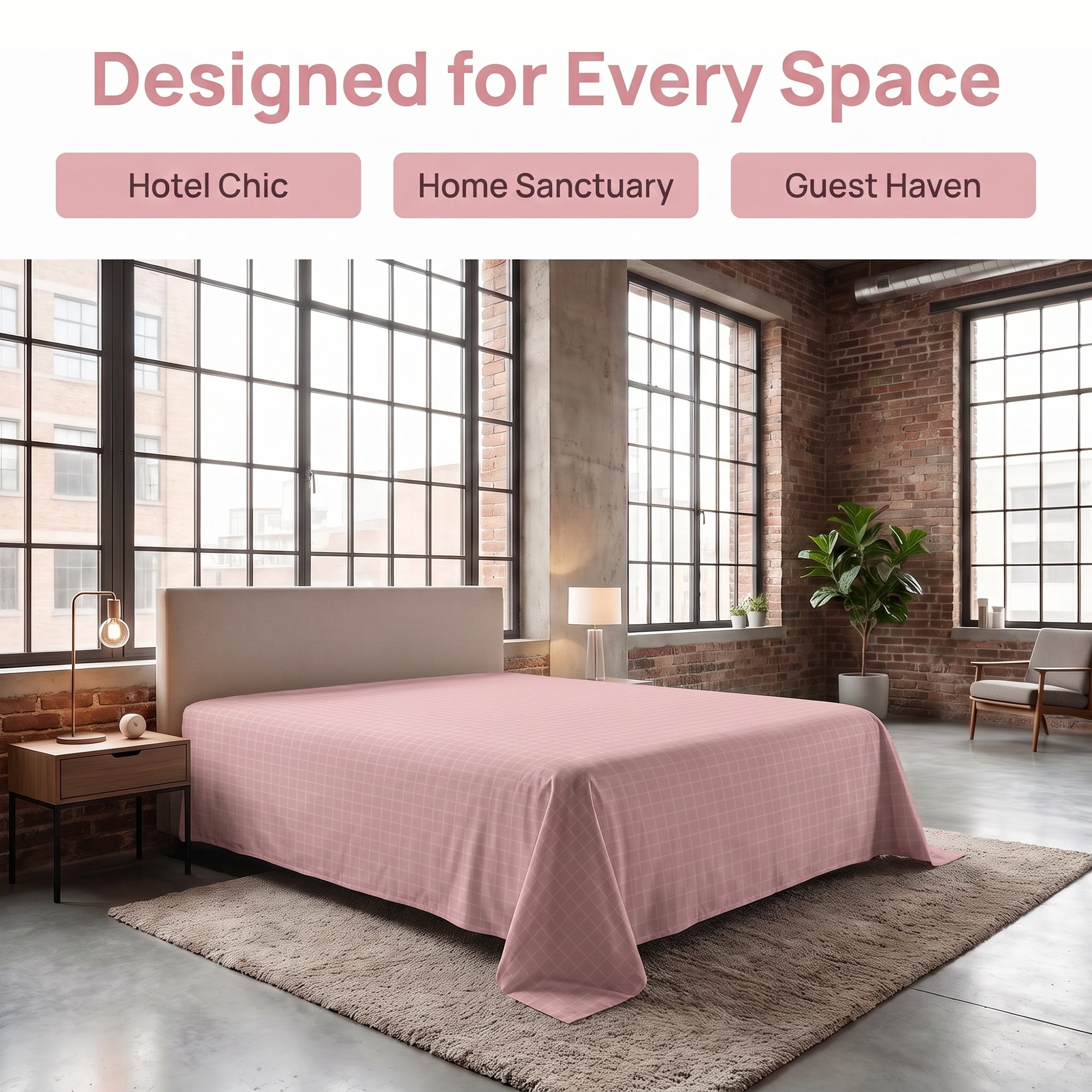 Unique Bargains Microfiber Gauze Bed Sheet Breathable Flat Sheet Pink 63"x91"