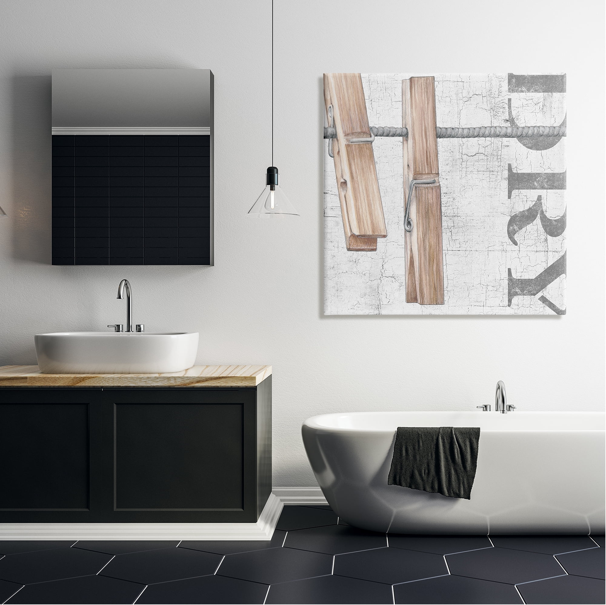 Stupell Industries Rustic Dry Clothespins Typography Painting Gallery Wrapped Canvas Art Print Wall Art, 36 x 36