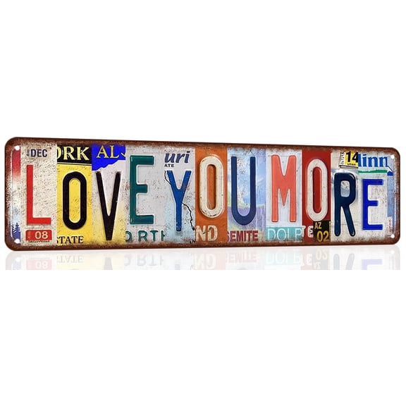 Love You More Vintage Metal Tin Sign - Retro Wall Decor with Romantic Quote, Ideal for Indoor Home Decor, Above Door or Cafe Street Sign Style(18*6in)