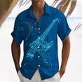 thumbnail image 2 of Telankuip Men's Guitar Pattern Short Sleeve Shirts Lapel Button down Music Festival Print Shirt Summer Tropical Stylish Beach Vacation Casual Top for Loose Comfy Sky Blue XXXXXL, 2 of 4