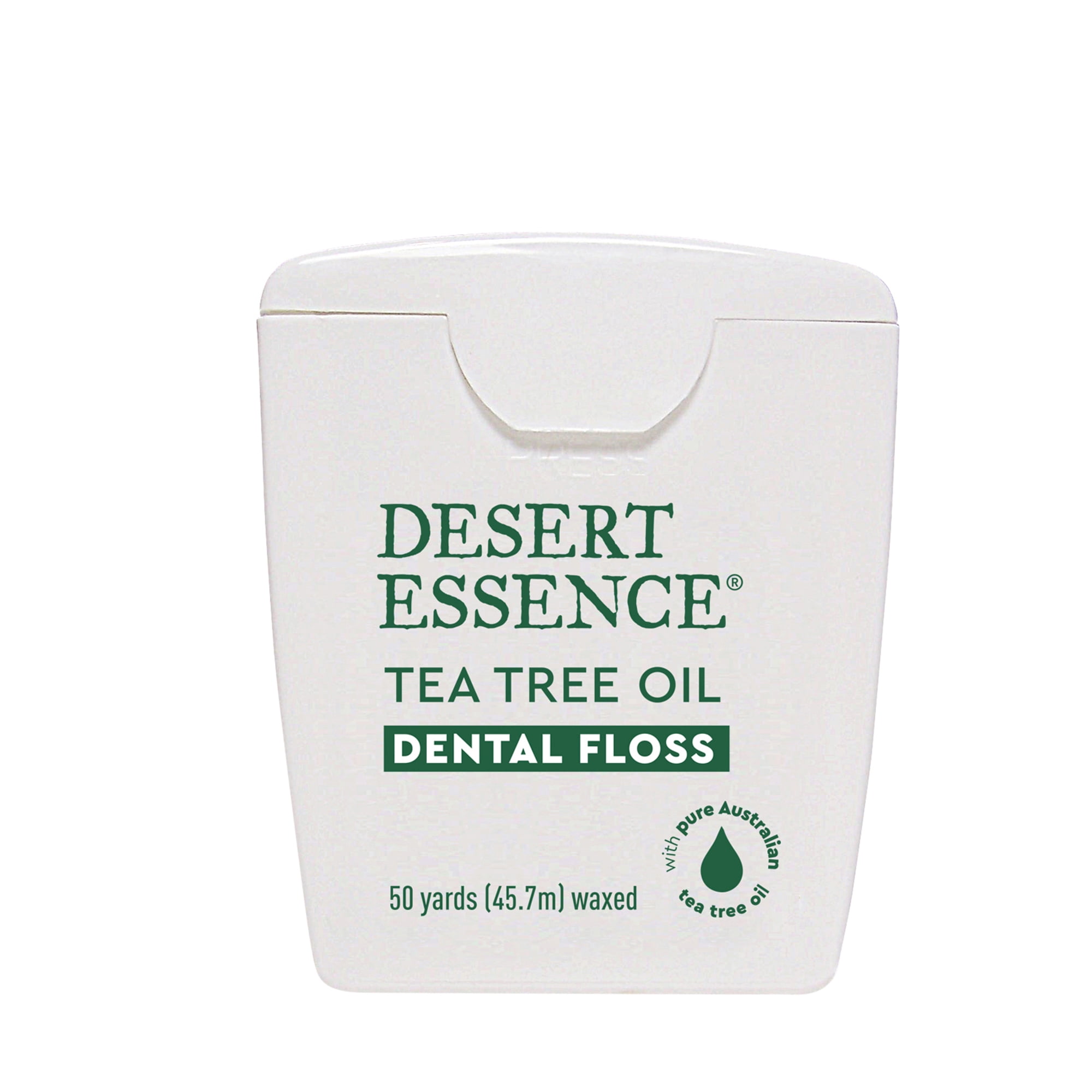 Desert Essence, Tea Tree Dental Floss 50 yd - Gluten Free - Cruelty Free - Naturally waxed with Bees Wax - No Shred Floss - Tea Tree Oil - Removes Plaque and Build Up