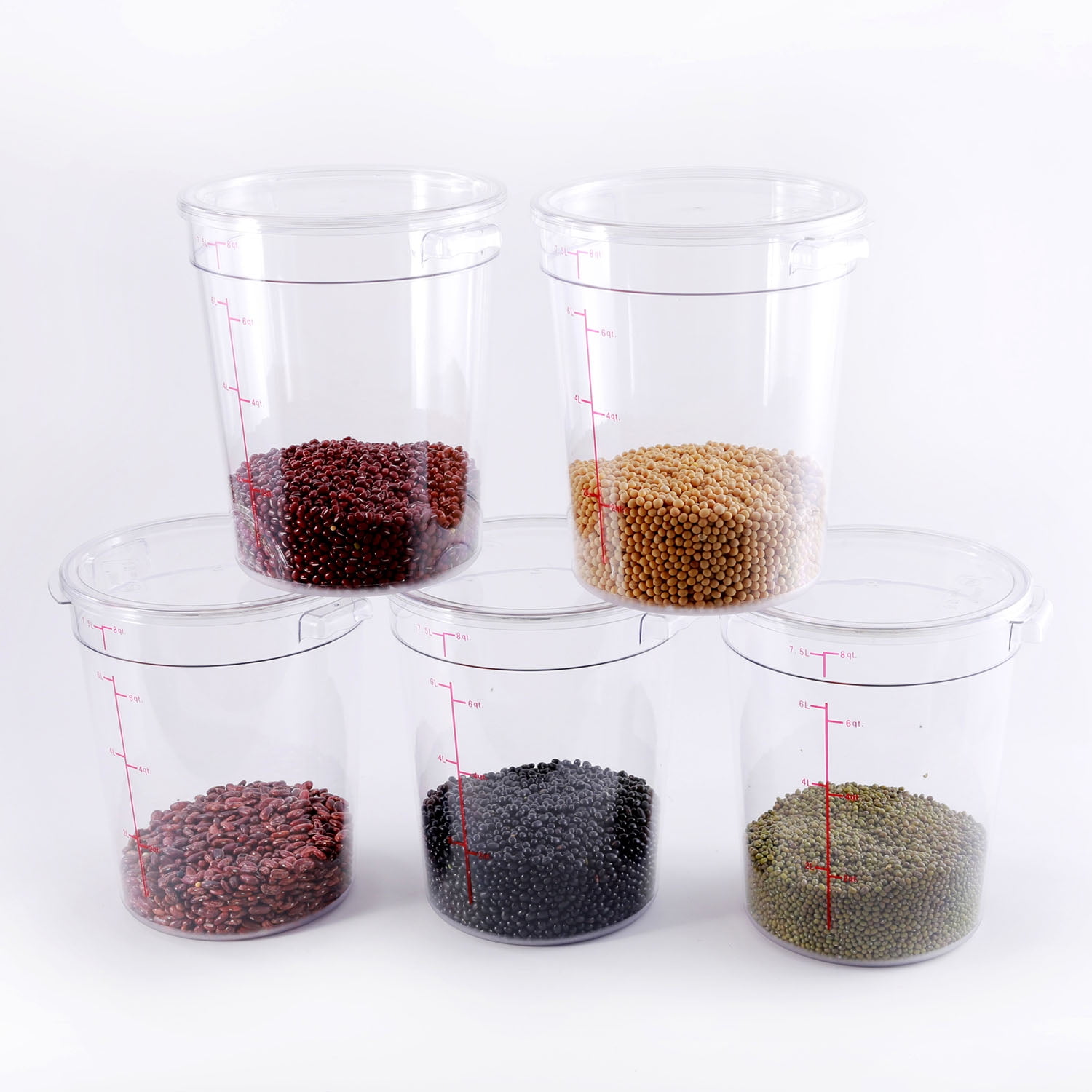 Hakka 8 Qt Commercial Grade Round Food Storage Containers with Lids