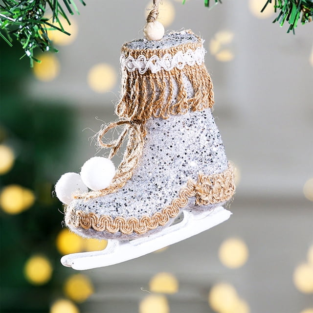 Adorno navideño de patín de espuma para árbol de Navidad | Decoración navideña brillante con patines | Colgante ligero de espuma para el hogar