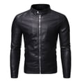 thumbnail image 3 of Chaqueta de cuero para hombre, juvenil, de corte ajustado, informal, para hombre, chaqueta de cuero para motociclista, 3 of 5
