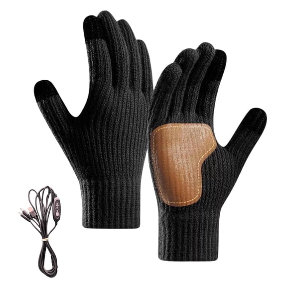 USB Heated Touchscreen Gloves, Wind-Resistant Winter Warm Knitted Gloves with 3 Heat Settings, Non-Slip Grip for Driving and Outdoor Activities, for Commuting and Winter Sports