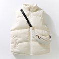 thumbnail image 4 of Chaleco de pana de algodón y plumón para hombre, abrigo exterior acolchado de algodón con cuello alto engrosado retro de moda de otoño e invierno con bolso de hombro gratis, 4 of 5