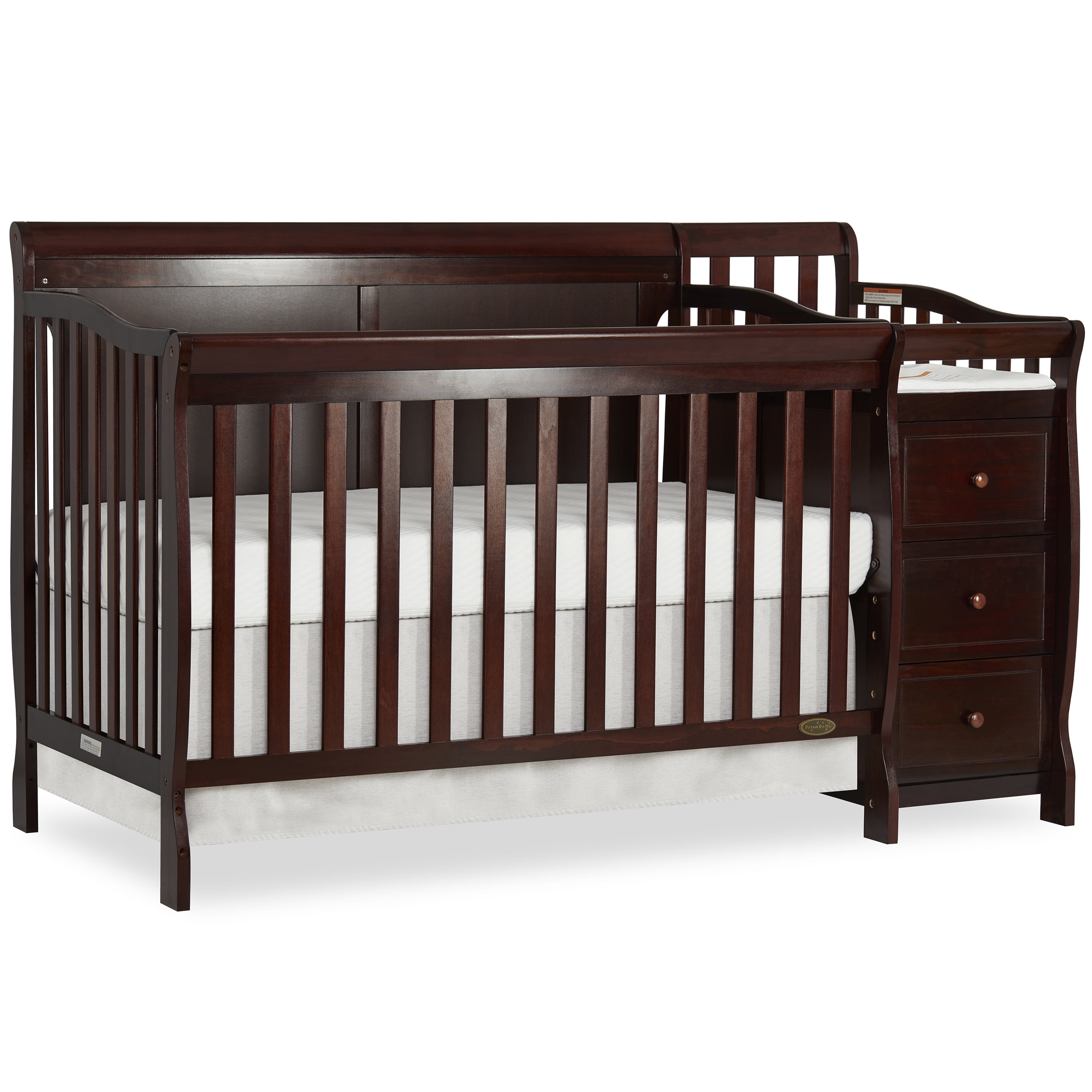 Dream On Me 5 in 1 Brody Full Panel Convertible Crib in Espresso with Changer Spacious Drawers Walmart