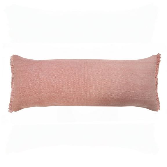 Ox Bay Indoor Solid Fringe Stonewash Lumbar Throw Pillow, Rose Pink, 14" x 36"