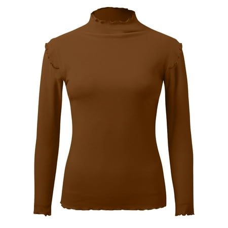 Youmylove Winter Women Crew Neck Lined Thermal Underwear Slim Warm Base Layers Long Sleeve Shirts