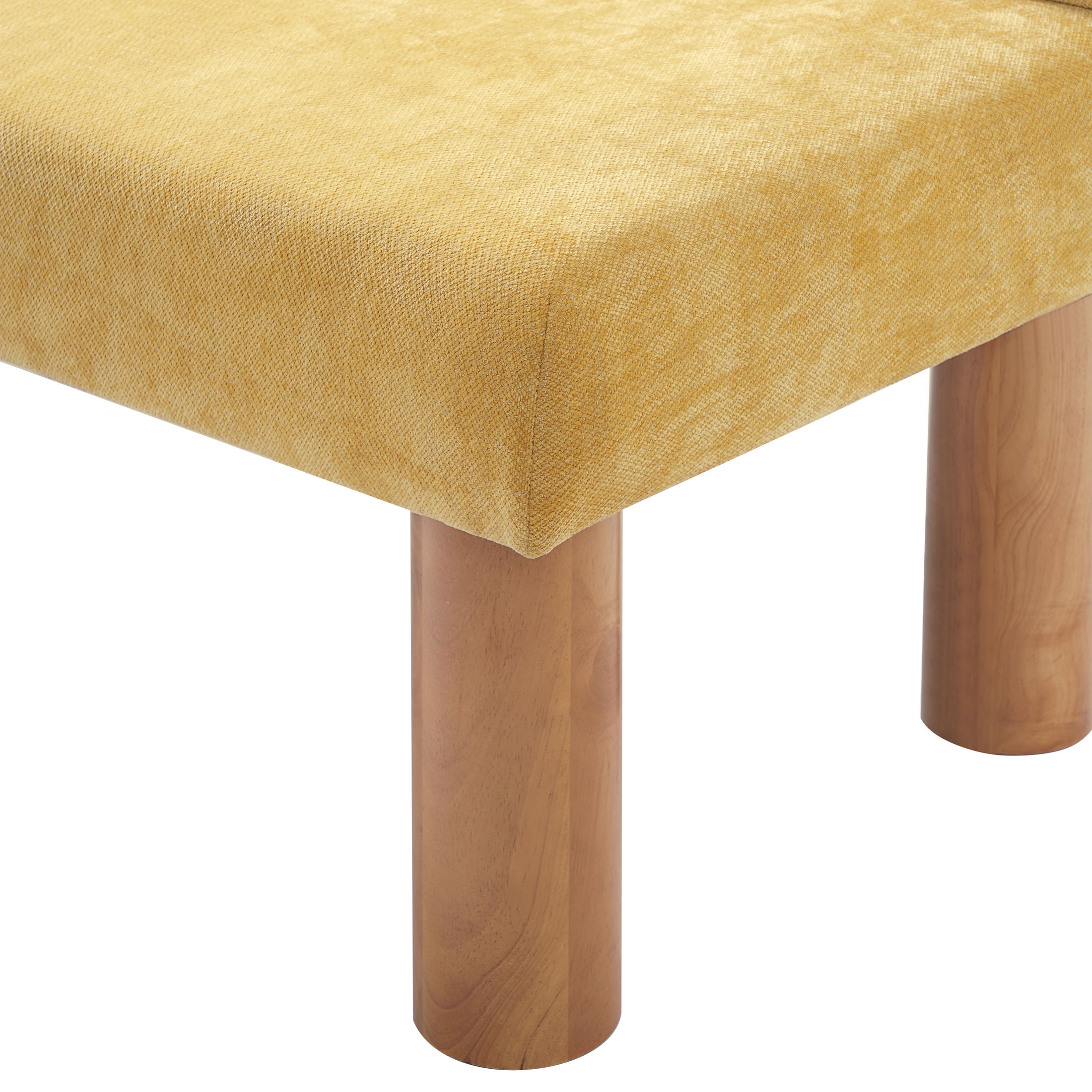 Christopher Knight Home Modern Fabric Upholstered Dining Bench with Solid Wood Legs, Yellow