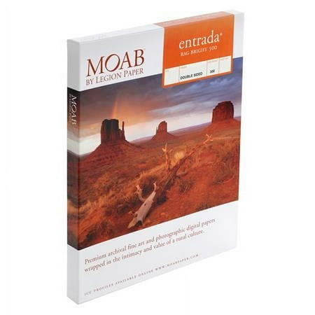 UPC: 0645248437609 | Legion Moab Entrada Digital Rag Paper – 5   x 7    Bright White  300 gsm  Pkg of 25