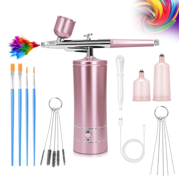 Kit de aerógrafo inalámbrico recargable por USB crpen, rosa