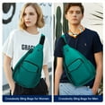 thumbnail image 7 of HAWEE Sling Bag for Women Men Water Resistant Crossbody Chest Backpack Shoulder Bag Anti Thief for Travel Hiking Sports, Forest Green, 7 of 7