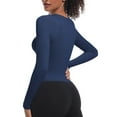 thumbnail image 6 of tarylea Women's Yoga Tops Ribbed Knit Crew Neck Tops Slim Fitted Tops Long Sleeve Shirts Athletic Sports Tops, 6 of 8