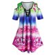 thumbnail image 1 of Tallo de talla grande tinte lace-up hombro abierto camiseta larga Rosegal Camisetas tallas grandes, 1 of 5